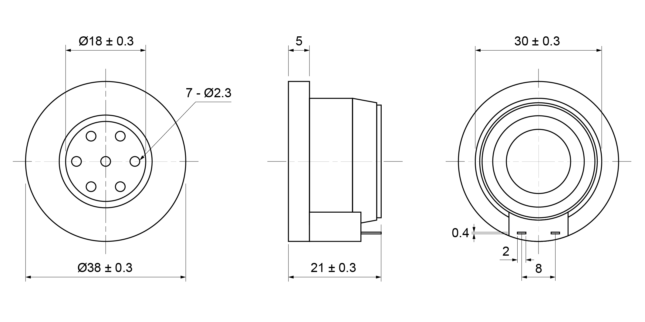 DR3821-P150HT Mechanical Drawing